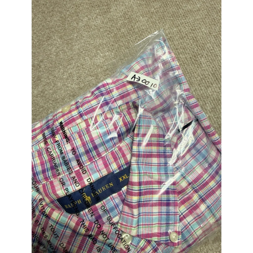 Polo Ralph Lauren Shirt Mens XXL Pink Blue Plaid Classic Fit Oxford Button Down - Picture 16 of 16